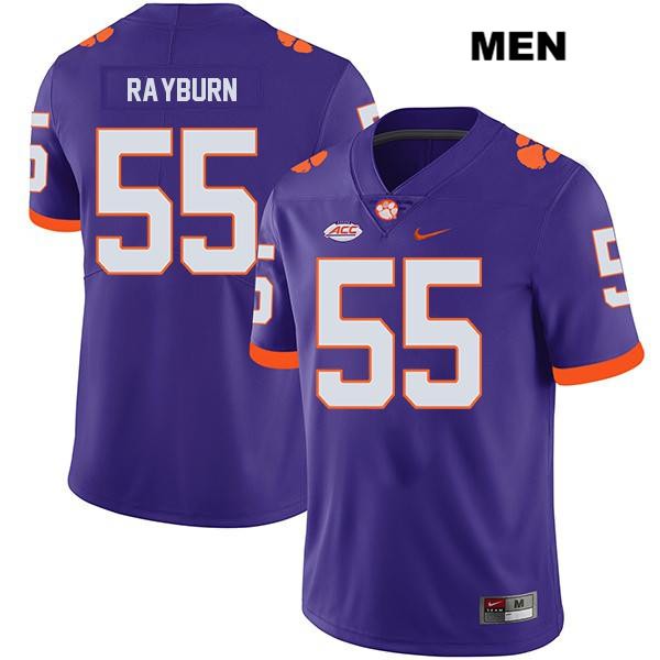 Men's Clemson Tigers #55 Hunter Rayburn Stitched Purple Legend Authentic Nike NCAA College Football Jersey YUW1446RG
